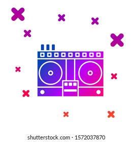 Color DJ remote for playing and mixing music icon isolated on white background. DJ mixer complete with vinyl player and remote control. Gradient random dynamic shapes. Vector Illustration