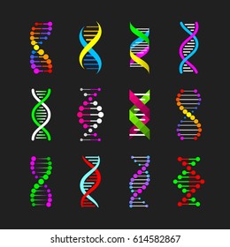 Color DNA genetic signs set vector illustration