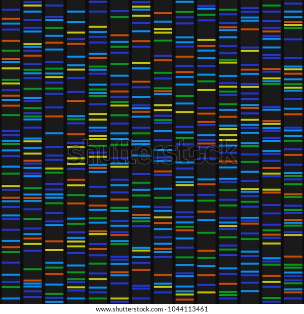 Color Dna Sequence Results on Black Seamless\
Background. Vector
