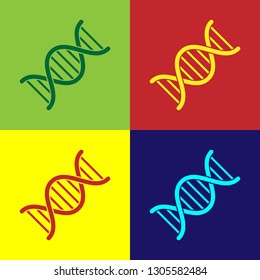 Color DNA symbol icon isolated on color backgrounds. Flat design. Vector Illustration