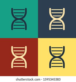 Color DNA symbol icon isolated on color background. Vintage style drawing. Vector Illustration