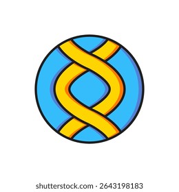 Color DNA symbol icon isolated on white background. Genetic engineering, genetics testing, cloning, paternity testing. Flat filled outline style with shadow. Vector