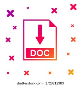 Icono de documento de archivo DOC de color. Descargar icono del botón DOC aislado en fondo blanco. Gradiente formas dinámicas aleatorias. Ilustración vectorial