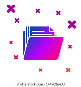 Color Document folder icon isolated on white background. Accounting binder symbol. Bookkeeping management. Gradient random dynamic shapes. Vector Illustration