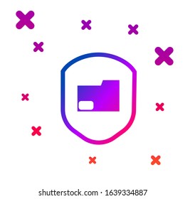 Color Document folder protection concept icon isolated on white background. Confidential information and privacy idea, guard, shield. Gradient random dynamic shapes. Vector Illustration