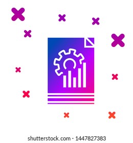 Color Document with graph chart icon isolated on white background. Report text file icon. Accounting sign. Audit, analysis, planning. Gradient random dynamic shapes. Vector Illustration