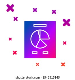 Color Document with graph chart icon isolated on white background. Report text file icon. Accounting sign. Audit, analysis, planning. Gradient random dynamic shapes. Vector Illustration