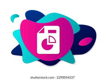 Color Document with graph chart icon isolated on white background. Report text file icon. Accounting sign. Audit, analysis, planning. Abstract banner with liquid shapes. Vector