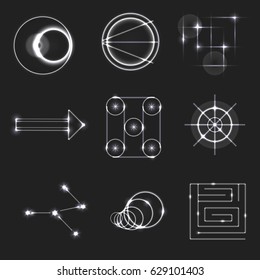 Color dodge light symbols. Vector illustration.