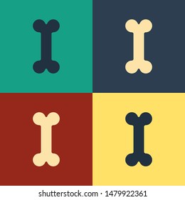 Color Dog bone icon isolated on color background. Pets food symbol. Vintage style drawing. Vector Illustration