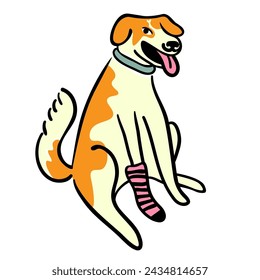 color dog in doodle style.template for poster advertising print icon sticker design.