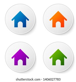 Color Dog house icon isolated on white background. Dog kennel. Set icons in circle buttons. Vector Illustration