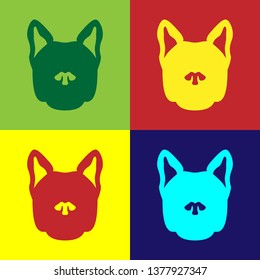 Color Dog icon isolated on color backgrounds. Vector Illustration