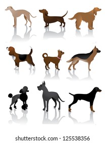 Color Dog Icons Symbols EPS 8 vector  no open shapes paths  grouped for easy editing 