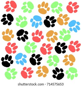 Color dog paws isolated on white background. Vector illustration.