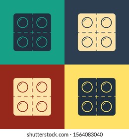 Color Dog and pills icon isolated on color background. Prescription medicine for animal. Vintage style drawing. Vector Illustration