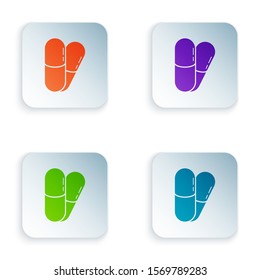 Color Dog and pills icon isolated on white background. Prescription medicine for animal. Set icons in square buttons. Vector Illustration