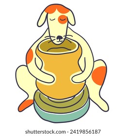 color dogs and ceramic in flat style in vector. template for print advertising poster sticker icon illustration