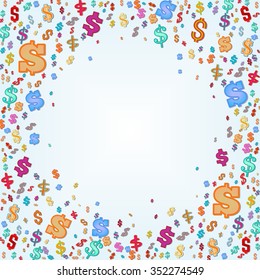 Color dollar sign. Money background. Dollar Sign abstract background. Empty space leaves room for design elements or text. Vector Illustration. Cartoon style