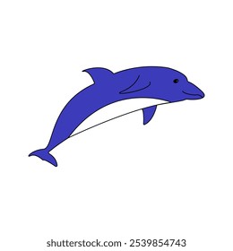 Color dolphin, vector icon, with contour in color. Dolphin. Blue dolphin. 