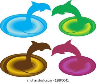 Color dolphins. Vector illustration