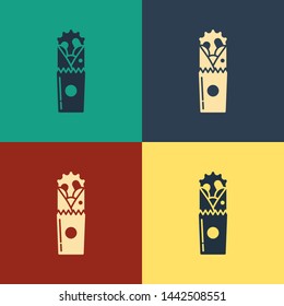Color Doner kebab icon isolated on color background. Shawarma sign. Street fast food menu. Vintage style drawing. Vector Illustration