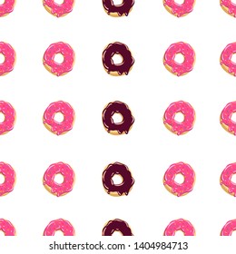 Color donut seamless pattern. Glazed donuts background Vector illustration.