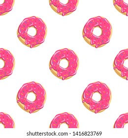 Color donut seamless pattern. Glazed donuts background Vector illustration.