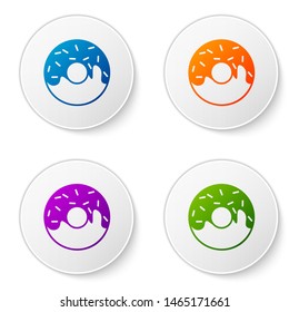 Color Donut with sweet glaze icon isolated on white background. Set icons in circle buttons. Vector Illustration