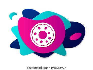 Color Donut with sweet glaze icon isolated on white background. Abstract banner with liquid shapes. Vector