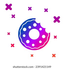 Color Donut with sweet glaze icon isolated on white background. Gradient random dynamic shapes. Vector