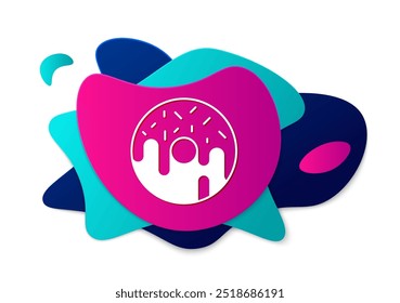Color Donut with sweet glaze icon isolated on white background. Abstract banner with liquid shapes. Vector