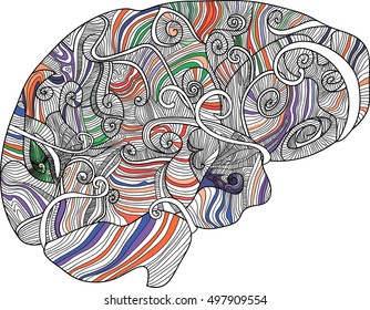 Color doodle brain print