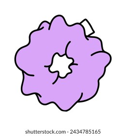 
Color doodle clipart on the theme of the 80s. Vector illustration. Vector purple large size Scrunchie. 