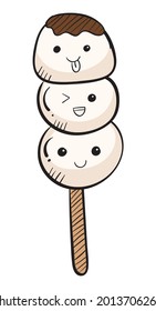 Color doodle cute Dango Japanese