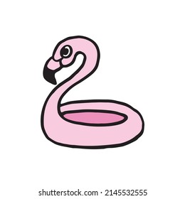 Color doodle flamingo. Simple vector illustration. Summer vibe