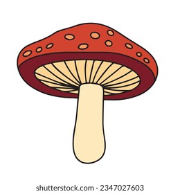 Color doodle mushroom isolated on white background. Vector illustration.