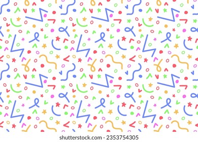 Color doodle seamless pattern. Scribble and squiggle shapes.