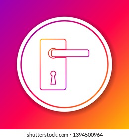Color Door handle line icon isolated on color background. Door lock sign. Circle white button. Vector Illustration