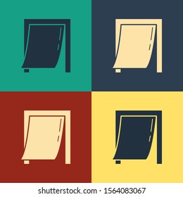 Color Door for pet icon isolated on color background. Vintage style drawing. Vector Illustration