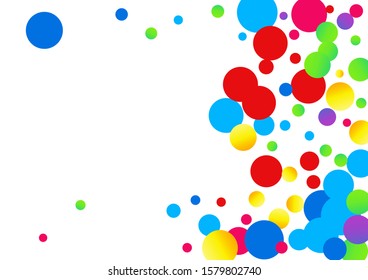 Color Dot Carnaval Pattern. Flying Circle Postcard. Festival Texture. Color Dot Christmas Backdrop. Dust Effect Invitation.