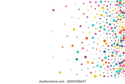 Color Dot Carnaval Vector White Background. Festival Polka Postcard. Fun Dust Card. Multicolored Rain Independence Pattern.