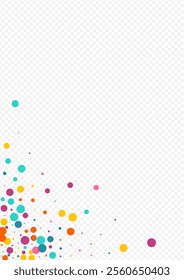 Color Dot Carnival Vector Transparent Background. Happy Dust Pattern. Festival Confetti Backdrop. Multicolored Polka Top Illustration.