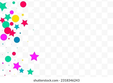 Color Dot Celebrate Vector Transparent Background. Fun Confetti Texture. Abstract Starfall Background. Falling Shine Festive Wallpaper.