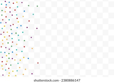 Color Dot Celebrate Vector Transparent Background. Fun Rain Illustration. Carnival Circle and Star Design. Happy Confetti Celebration Pattern.