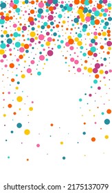 Color Dot Christmas Vector White Background. FallingFestive Polka Illustration. Celebration Confetti Texture. Bright Dust Invitation Design.