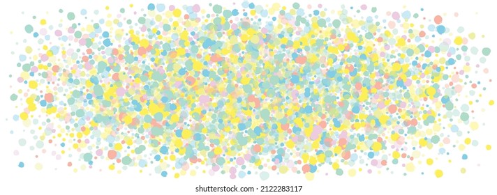 Color Dot Invitation Panoramic White Background. Abstract Round Banner. Decoration Splash Texture. Pastel Circle Transparent Postcard.
