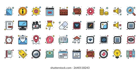 Color Dot Texture Flat Icons for Business and E-commerce Applications