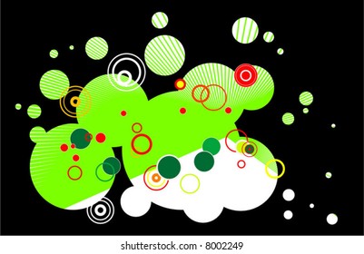 Color dots on black background