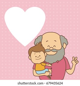 color dotted background card with grandpa carrying a little boy happy grandparents day